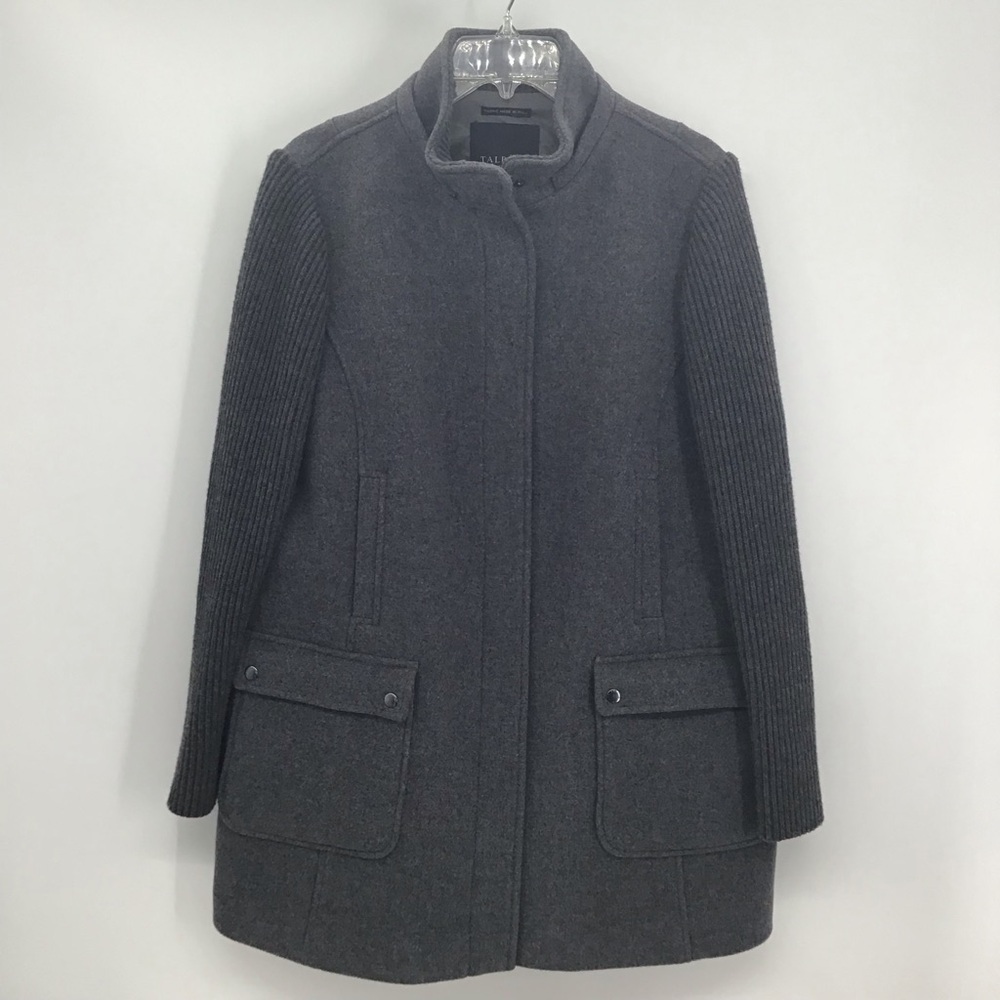 Talbot’s Wool Sweater Sleeve Jacket Coat Classic Winter Warm Gray Size 16P